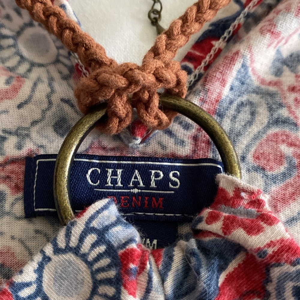 Ralph Lauren CHAPS Denim Bandana print brass ring halter top 100% cotton Size M - Picture 4 of 13